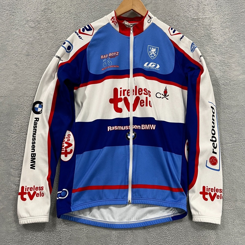Louis Garneau BMW Cycling Mens L‎ Jersey Jacket Full Zip RARE Blue White